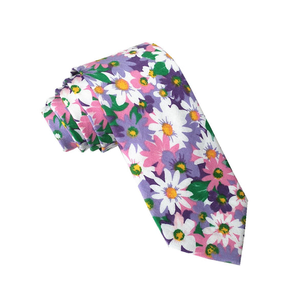 Purple Lilac Sunflower Skinny Tie