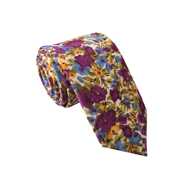 Plum Purple Floral Skinny Tie