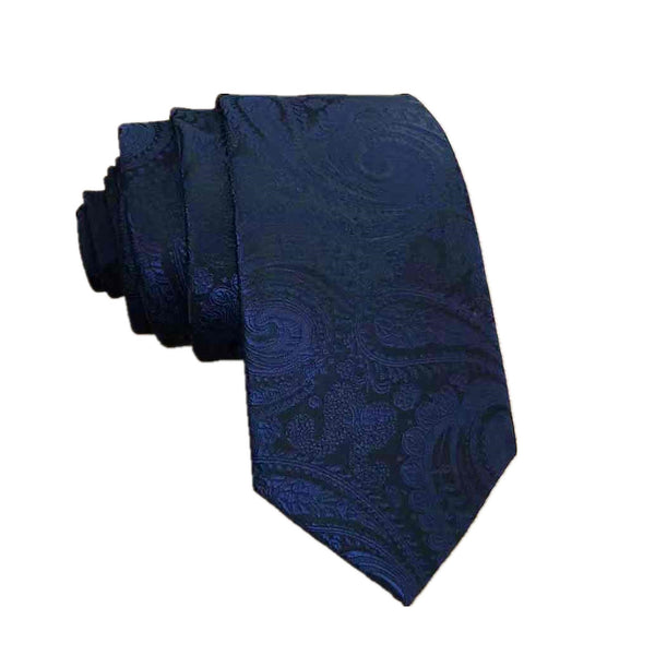 Navy Blue Paisley Skinny Tie