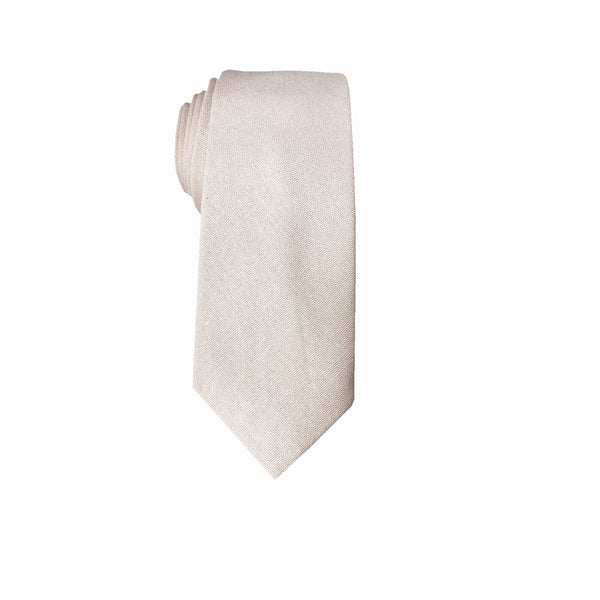 Cream Ivory Linen Skinny Tie