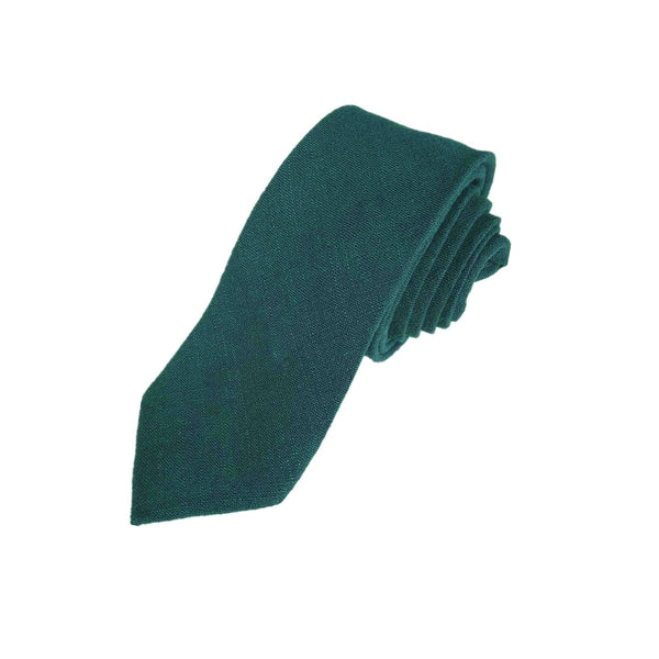 Forest Green Linen Skinny Tie