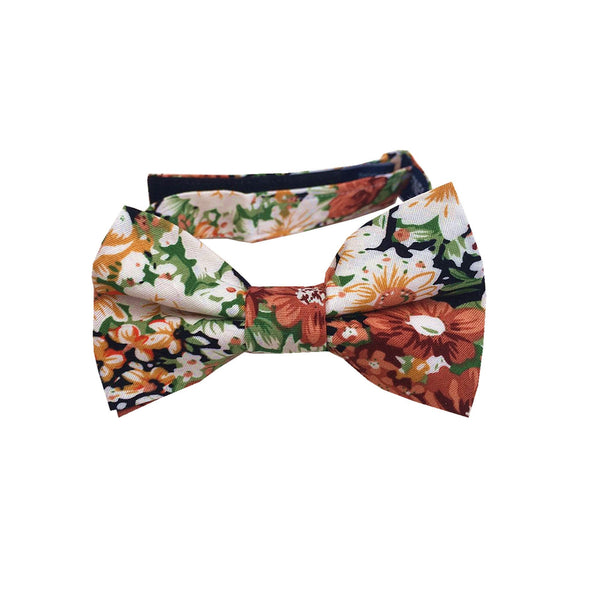 Orange Green Floral Kids Bow Tie