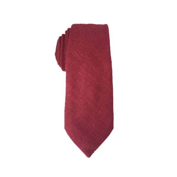 Merlot Burgundy Linen Skinny Tie