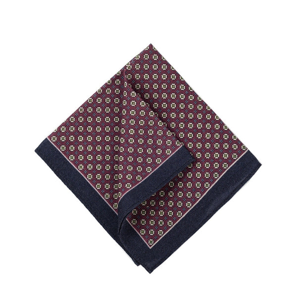 Burgundy Polka Dots Wool Pocket Square