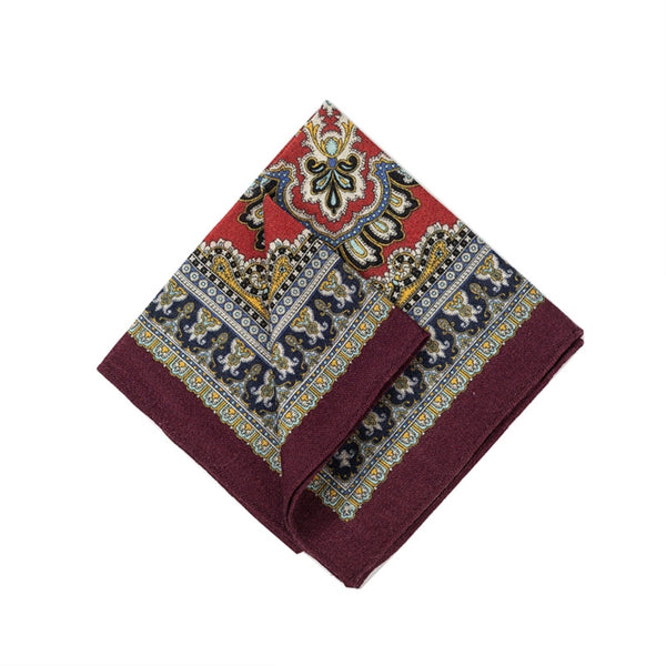 Burgundy Wool Pocket Square