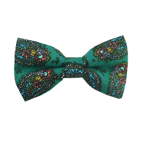 Green Paisley Pre-tied Bow Tie