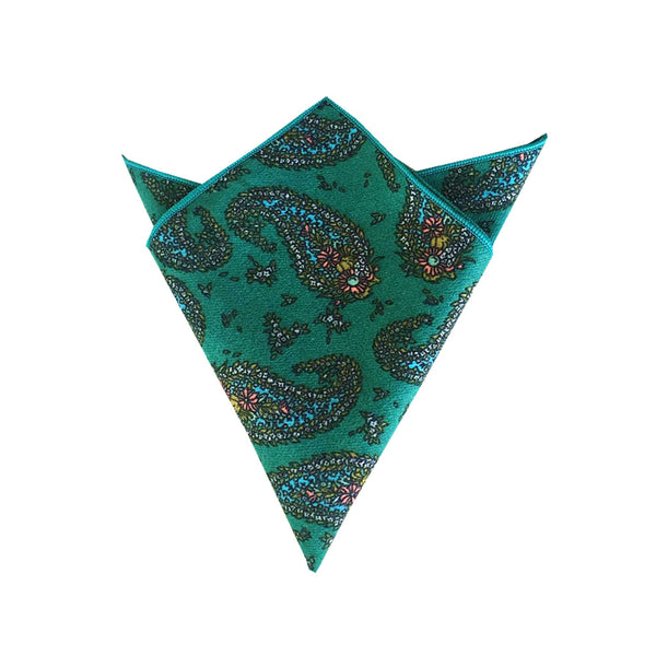 Green Paisley Pocket Square