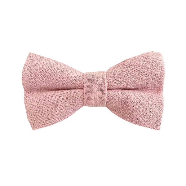 Blush Pink Linen Pre-tied Bow Tie