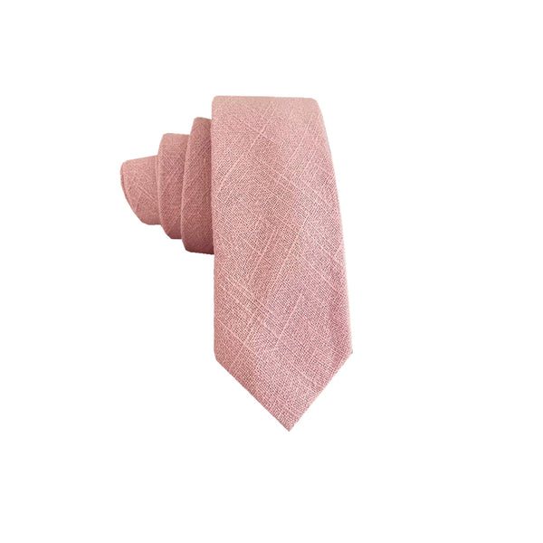 Blush Pink Linen Skinny Tie