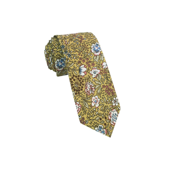 Yellow Lotus Floral Skinny Tie