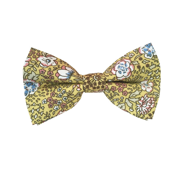 Yellow Lotus Floral Pre-tied Bow Tie