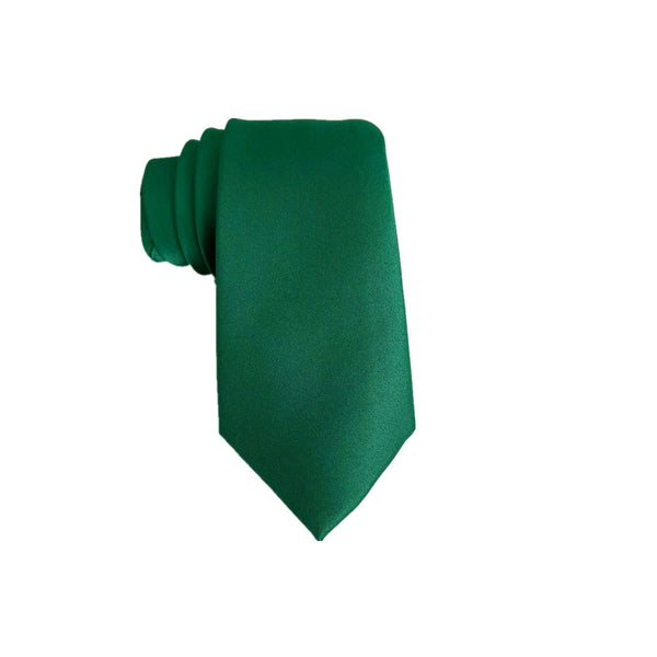 Dark Green Satin Skinny Tie