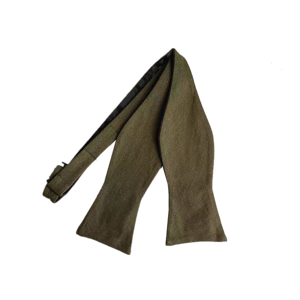 Army Green Linen Self-tied Bow tie