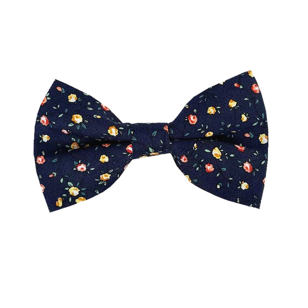 Midnight with Yellow & Red Floral Cotton Pre-tied Bow Tie