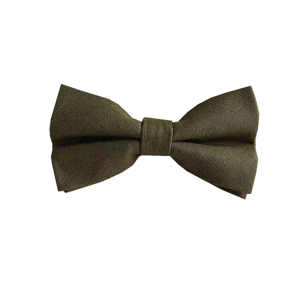 Army Green Linen Pre-tied Bow Tie