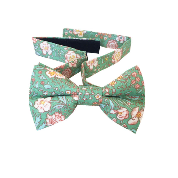 Mint Green Floral Kids Bow Tie