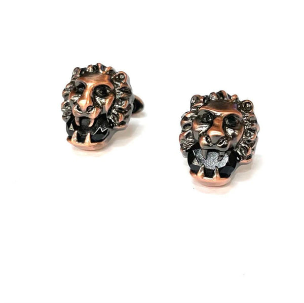 Antique Copper Lion Gemstone Cufflinks