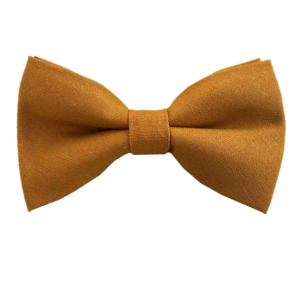 Mustard Yellow Linen Pre-tied Bow Tie