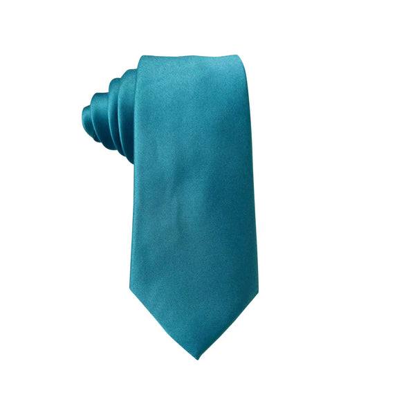 Teal Blue Satin Skinny Tie