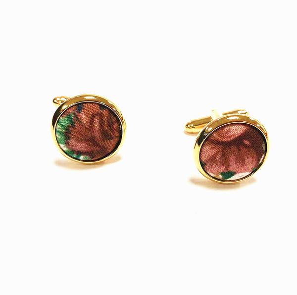 Rust Brown Floral Cufflinks