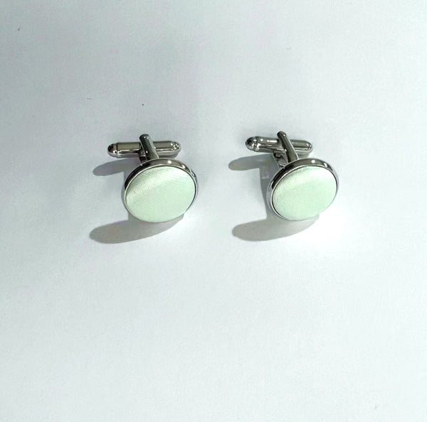 Light Sage Silver Cufflinks