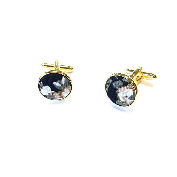 Midnight Floral Gold Cufflinks