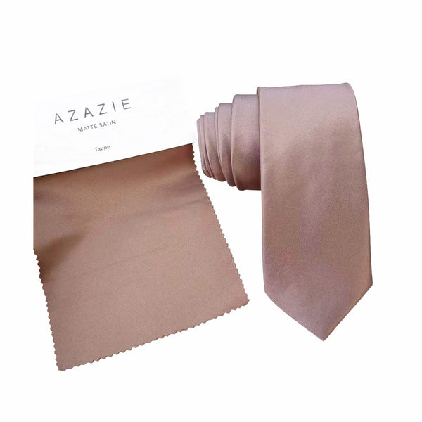 Taupe Satin Skinny Tie