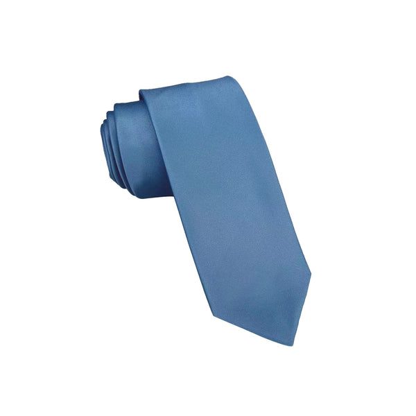 Steel Blue Satin Skinny Tie