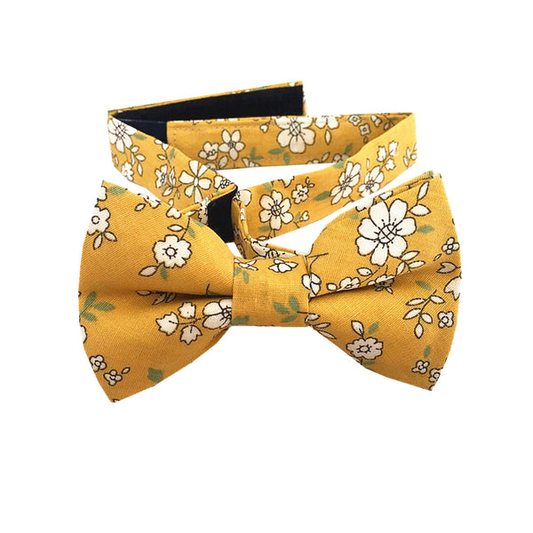 Yellow White Floral Kids Bow Tie