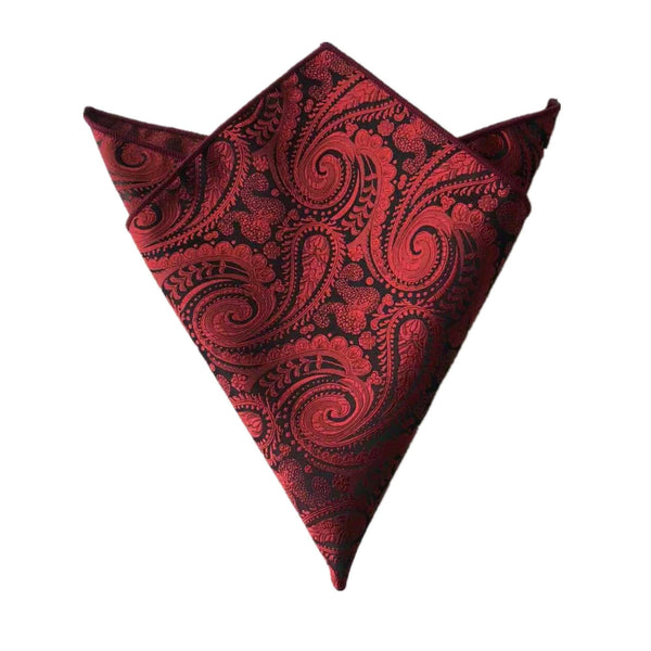 Maroon Black Paisley Pocket Square