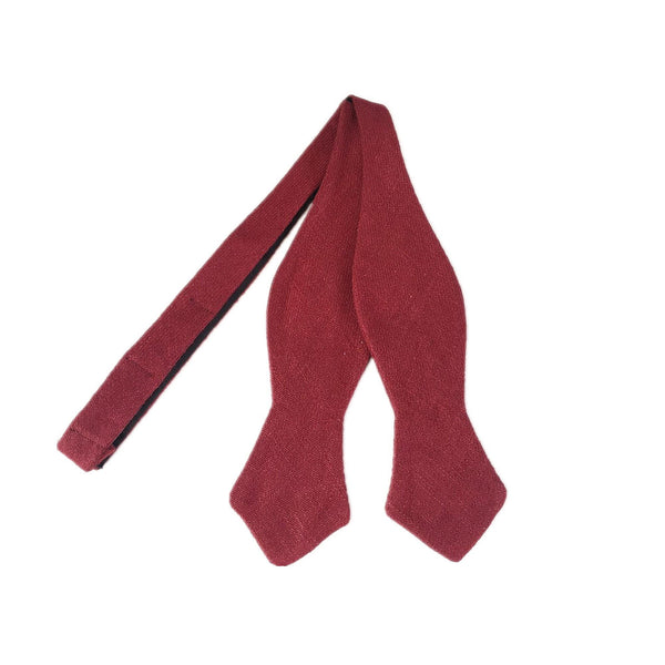 Merlot Burgundy Linen Self-tied Tip Bow Tie