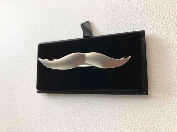 Silver Moustache Tie Bar