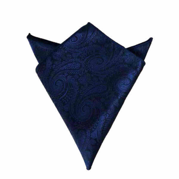 Navy Blue Paisley Pocket Square