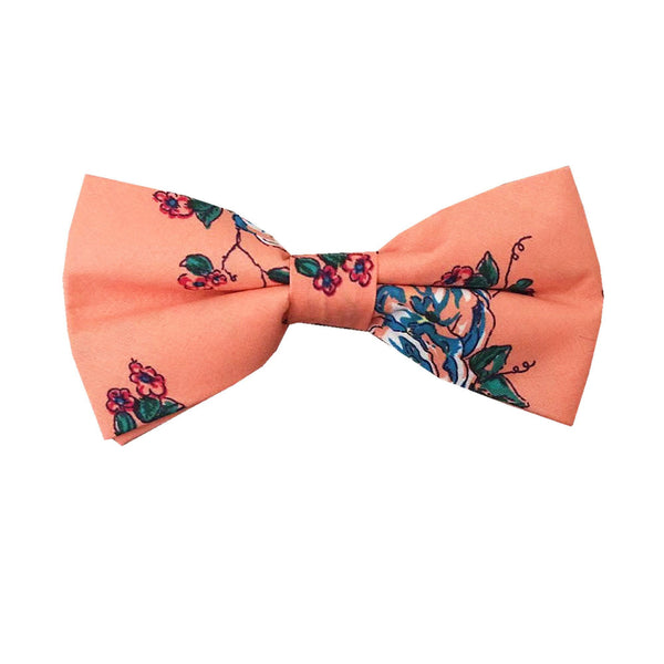 Peach Floral Bow Tie