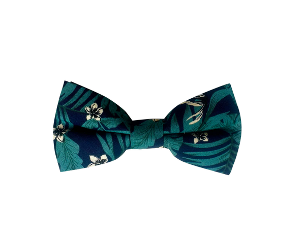 Navy Tropical Palm Pre-tied Bow Tie