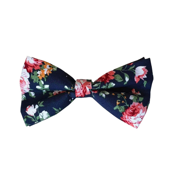 Navy Pink White Floral Pre-tied Bow Tie