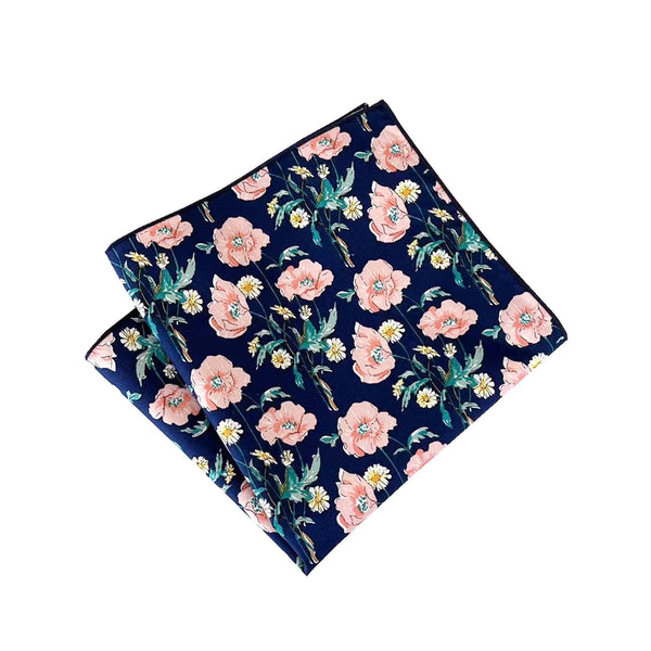 Peach Floral Cotton Pocket Square