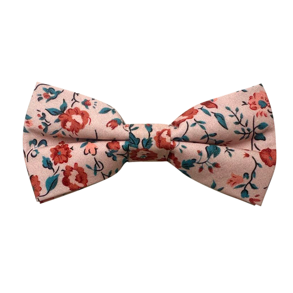 Peach Red Rose Pre-tied Bow Tie