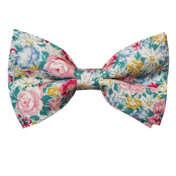 Pink White Floral Pre-tied Bow Tie