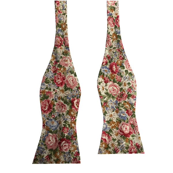 Rose Floral Cotton Self-tied Bow Tie