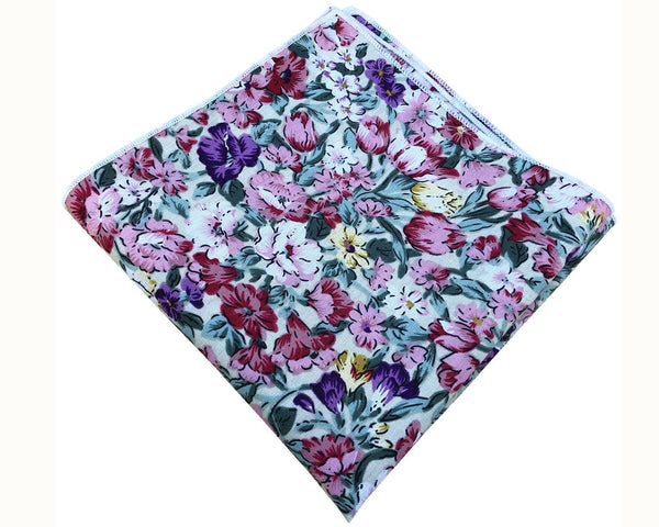 Pink Yellow Floral Pocket Square