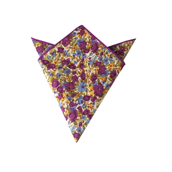 Plum Purple Floral Pocket Square