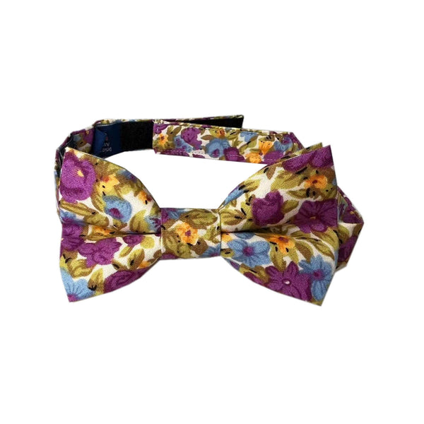 Plum Purple Floral Kids Bow Tie