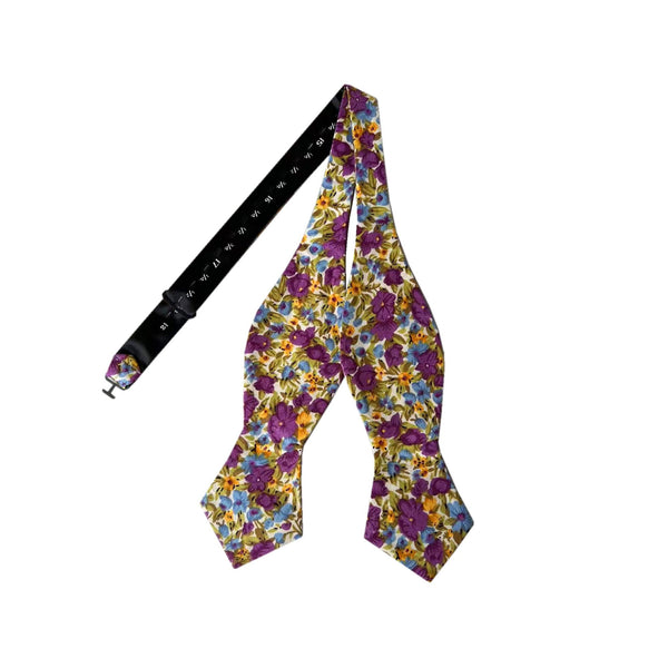 Plum Purple Floral Self-tied Diamond Bow Tie