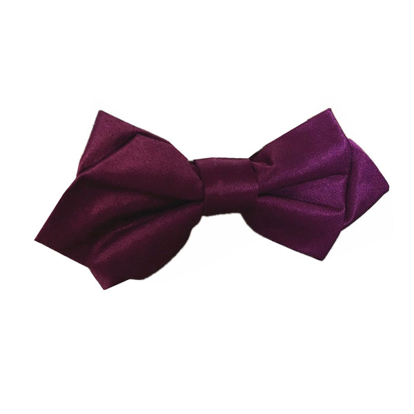 Sangria Purple Satin Pre-tied Diamond Bow Tie