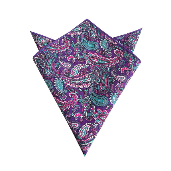 Purple Paisley Cotton Pocket Square