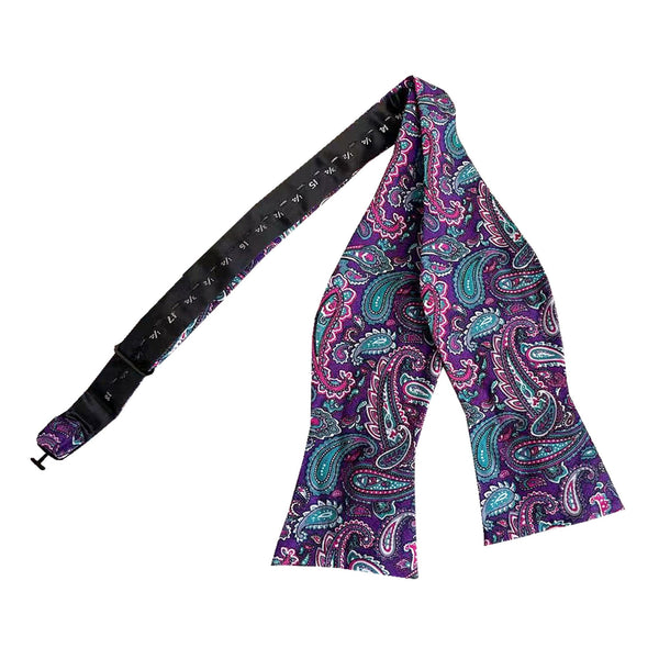 Purple Paisley Cotton Self-tied Bow Tie