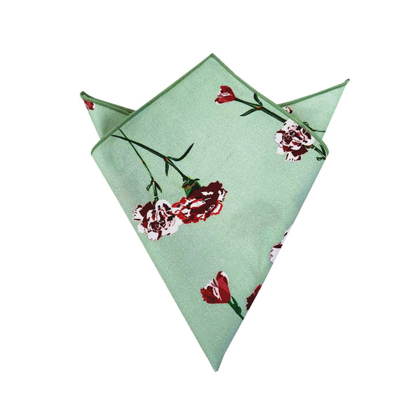 Sage Green Floral Pocket Square