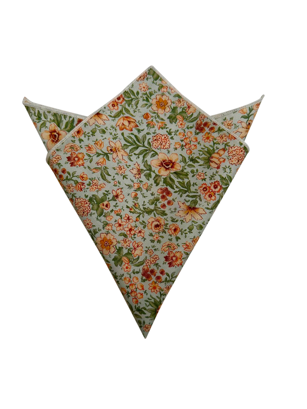 Noble Sage Green Floral Pocket Square