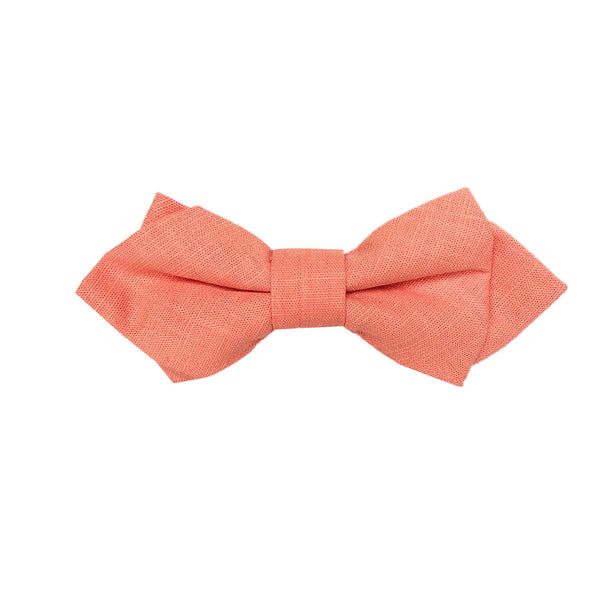 Dk. Salmon Linen Pre-tied Diamond Bow Tie